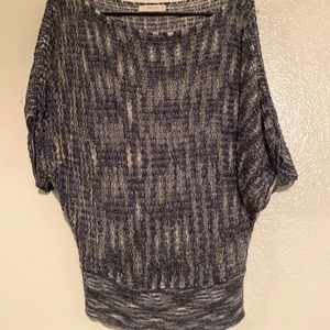 Love Culture size M blue, white, & silver threaded, see through top.